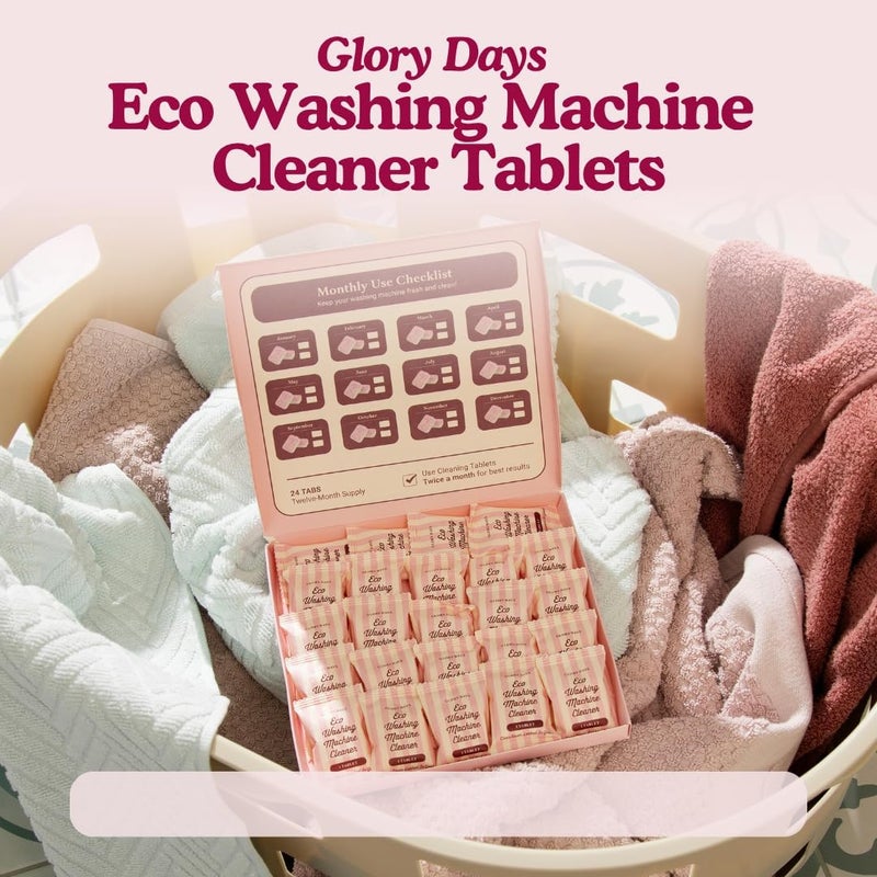 Glory Days Washing Machine Cleaning Tablets – Non-Toxic, Eco-Friendly, Biodegradable Washer Cleaner Tablets for HE, Front Load & Top Load Machines – Odor Remover and Descaler Tabs (6-Month Supply) - Image 4